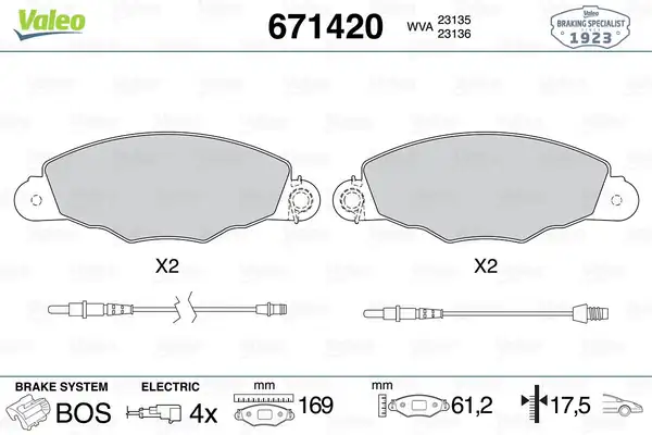 Valeo 671420 Fren Balatası Ön Wva 23134 Citroen Xantia Xm 2 0 96 00