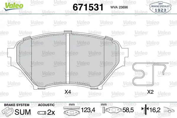 Valeo 671531 Fren Balatası Ön Mazda Mx5 1 8 16v 00