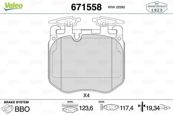 VALEO 671558 | Fren Balata Ön BMW G20 G30 G11 G12 G05 G06 G07 X5 X6 X7