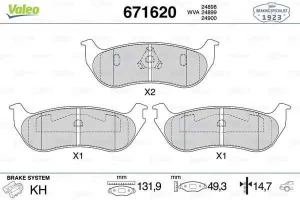 Valeo 671620 Fren Balatası Arka Jeep Chrysler Wrangler 2 4 4 0 96 07