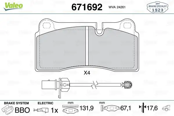 VALEO 671692 | Arka Fren Balatası-(Audi Q7 07-15)