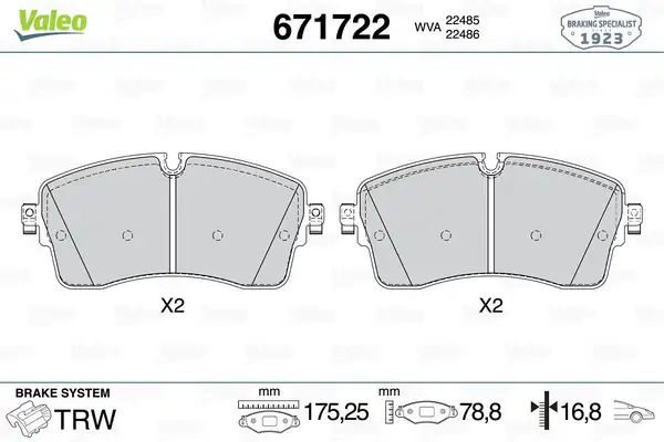 Valeo 671722 Fren Balatası Ön Land Rover Discovery Discovery Sport Range Rover Evoque