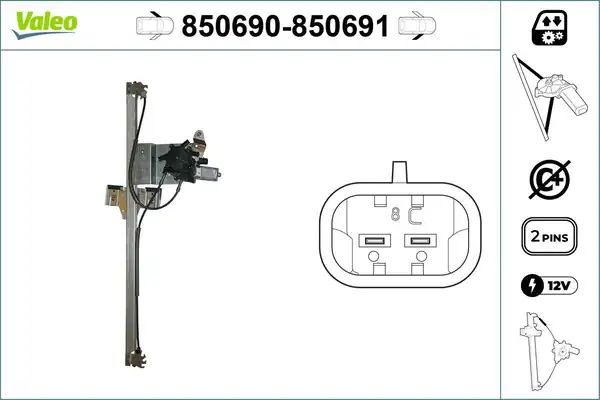 Valeo 850690 Mercedes Sprinter 906 VW Crafter 2006 Sonrası Ön Sol Cam Kaldırma Mekanizması Motorlu