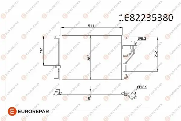 EUROREPAR 1682235380 | Klima Radyatörü Ix35 / Sportage / Carens Dizel 2010 -