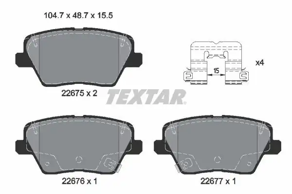 TEXTAR 2267501 | Fren Balatası İ30 Ceed 16 Arka