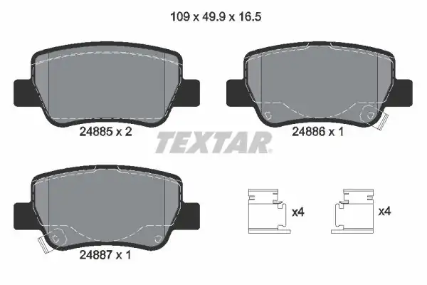 TEXTAR 2488501 | Fren Balatası Avensis 08 18 Arka