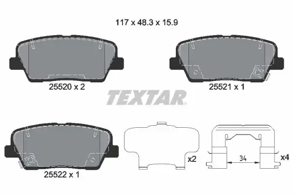 TEXTAR 2552003 | Fren Balatası Santa Fe 15 18 Arka