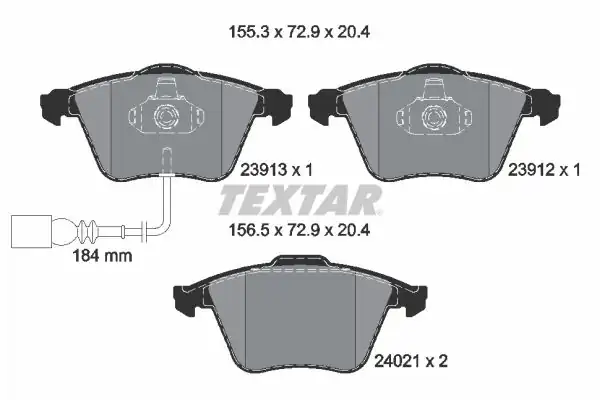 TEXTAR 2391301 | Fren Balatası VW Passat 05 Ön 345x30 Pr 1lk