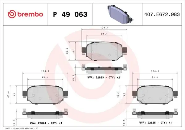 BREMBO P49063 | Fren Balatası Arka Low-Met Mazda