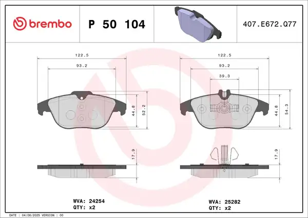 BREMBO P50104 | Fren Balatası Arka Mercedes W204 W207 X204 S204 C207 A207 07 17