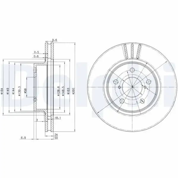 DELPHI BG2767 | Ön Fren Diski Havalı 260mm Subaru SVX Impreza Legacy 92-03
