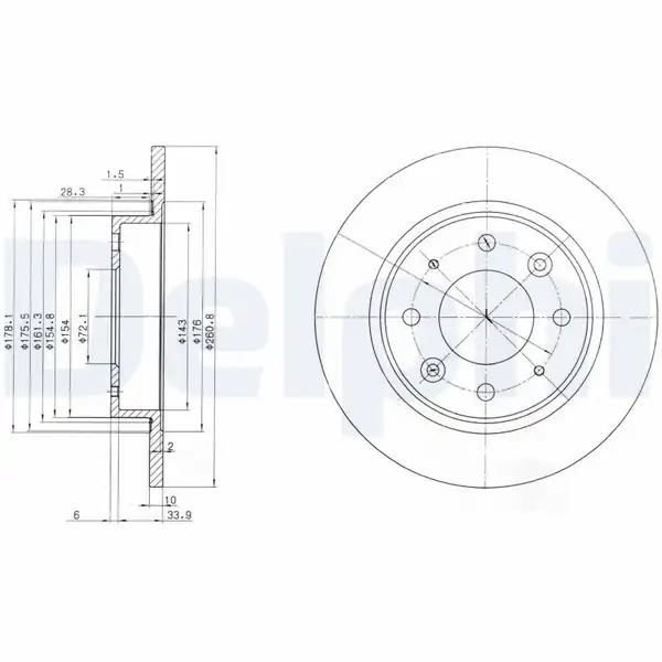 DELPHI BG3336 | Fren Diski Arka Düz Kia Clarus 96 Carens 00