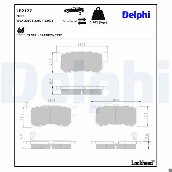 DELPHI LP2127 | Arka Fren Balatası Ssangyong Actyon Kyron Rexton 2006-2012