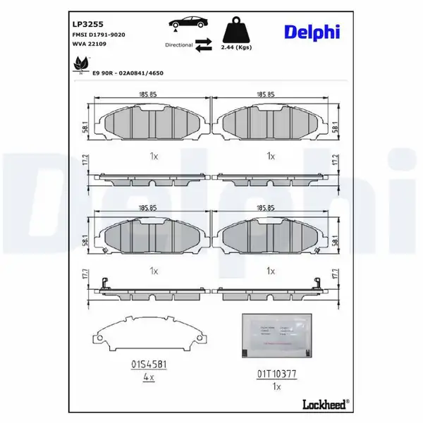 DELPHI LP3255 | Fren Balatası Ön Ford Mustang 2014