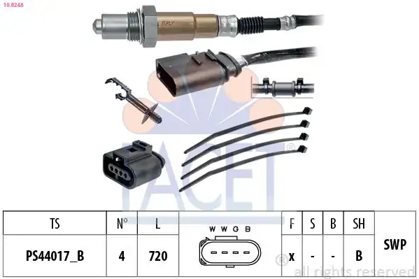 FACET 10-8248 | Oksijen Sensörü VW Golf Bora BFQ Arka 4 Fişli 75cm