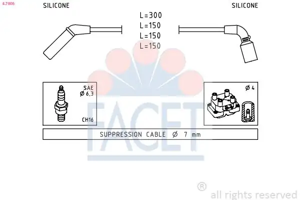 FACET 4-7006 | Buji Kablosu Takımı Chevrolet Aveo Kalos 1 2 8v