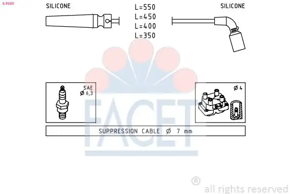 FACET 4-9680 | Buji Kablosu Takımı Chevrolet Aveo Kalos 1 4 16v