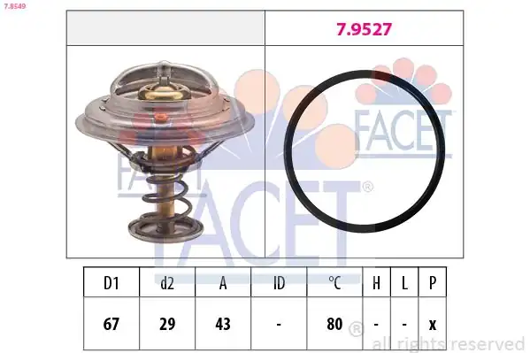 FACET 7-8549 | Termostat 80 C M116 M117 M119 W124 93 95 W126 85 91 W140 91 98 R129 92 01