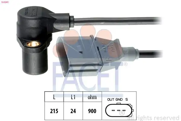FACET 9.0241 | Sensör Krank Devir VW Golf IV,V Bora Bfq Bse