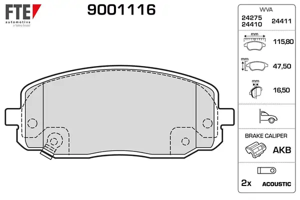 FTE 9001116 | Ön Fren Balatası Hyundai İ20 08 15 İ10 08 11 Picanto 04 11
