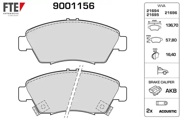 FTE 9001156 | Ön Fren Balatası Honda Civic 1 6 Crx Crz 91 2000 10