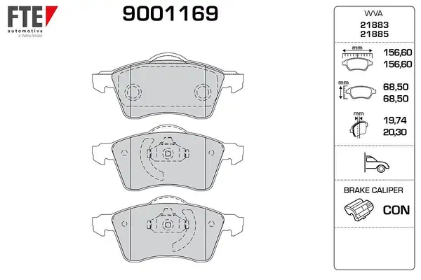 FTE 9001169 | Ön Fren Balatası VW Transporter T4 90 03