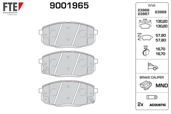 FTE 9001965 | Fren Balatası Ön Hyundai i30 07-12 Kia Ceed 07-12 Carens 02-06 (130*58*18)