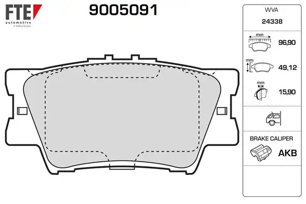 FTE 9005091 | Arka Fren Balatası Toyota Rav 4 III 06-11 Camry 06-11