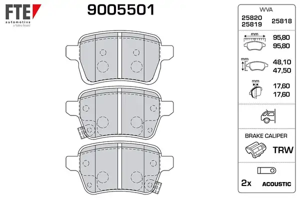 FTE 9005501 | Fren Balatası Arka 500l Egea 12 1 4 1 6d Mjet