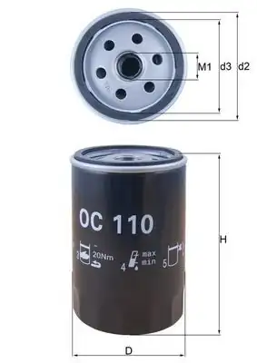 MAHLE OC110 | Yağ Filtresi H14w40