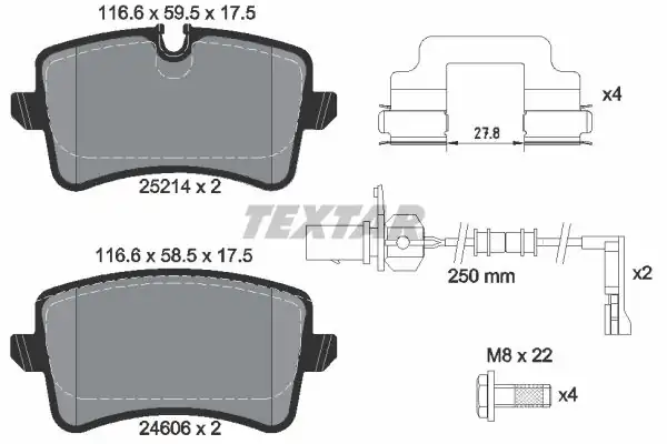 TEXTAR 2521404 | Fren Balatası Arka A4 A5 A6 A8 Q5 Bm 10