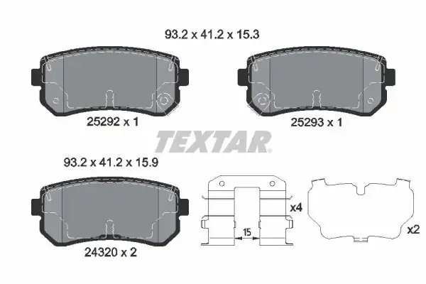 TEXTAR 2529201 | Fren Balatası Era İ30 İ20 İx35 Tucson 07 Arka