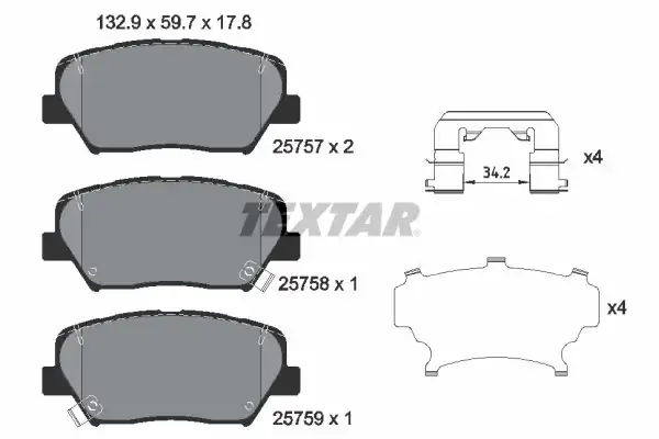 TEXTAR 2575701 | Fren Balatası i30 Ceed 15İnç 12-Ön
