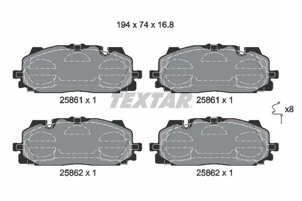 TEXTAR 2586101 | Fren Balatası Ön A4 A5 Q7 Bm 15 1za 1ln 1zk 1lp