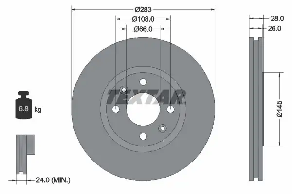 TEXTAR 92078703 | Fren Diski Peug 406 Citr Xantia 97 283mm Ön 2 Adet