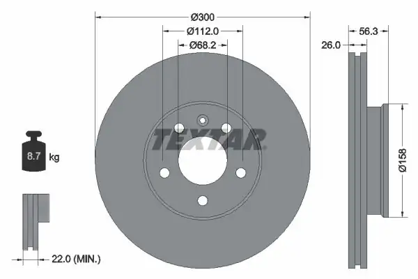 TEXTAR 92109803 | Fren Diski VW Sharan Ön 02 09 300x26 2 Adet