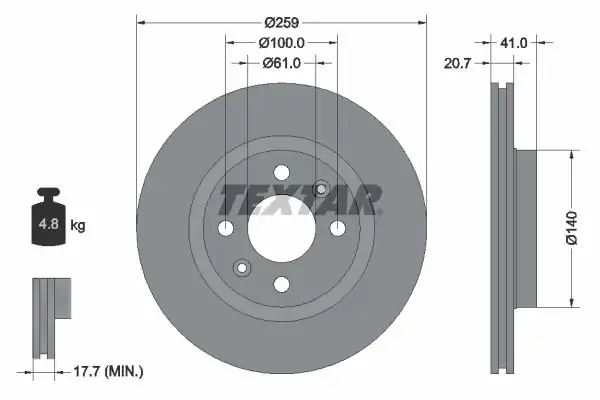 TEXTAR 92292103 | Textar Fren Diski Megane İ Logan Clio 03 259mm Ön 2 Adet