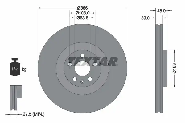 TEXTAR 92308905 | Fren Diski Xc60 Xc90 2 0 Ön 17 2 Adet