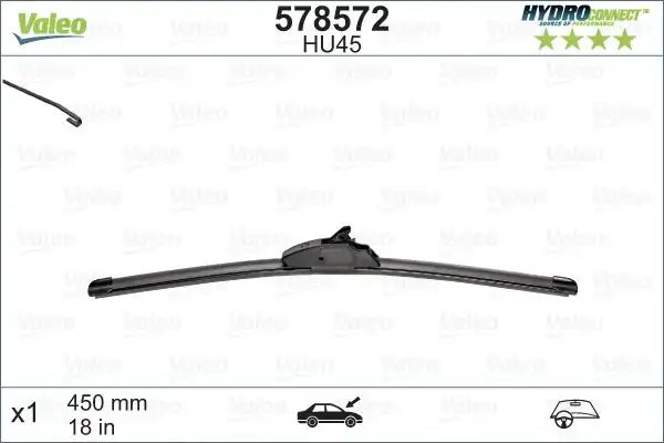VALEO 578572 | Silecek Süpürgesi Muz Tipi Sağ Honda Civic 2017-Ar18u (Retrofıt) 450mm