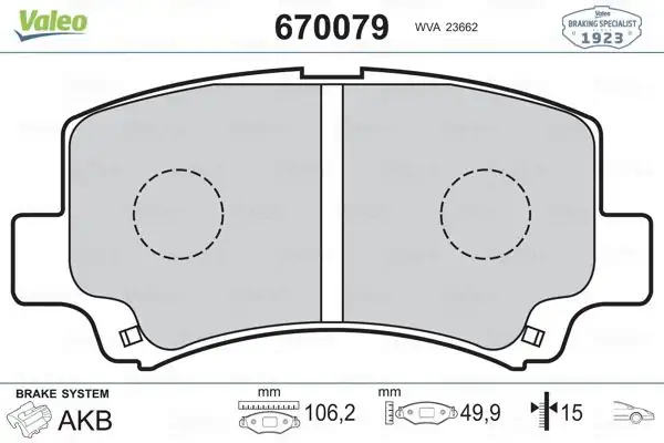 VALEO 670079 | Fren Balatası Ön (Suzuki Wagon R 1.0 / 1.2 97-05)