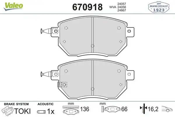 VALEO 670918 | Ön Fren Balatası Infiniti FX35-FX45-FX37 / Nissan Murano 2003 >