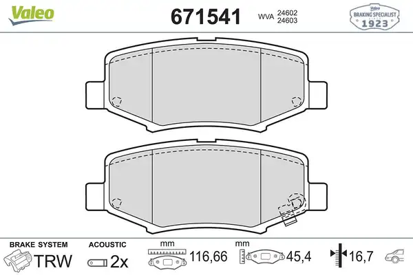 Valeo 671541 Fren Balatası Arka Jeep Cherokee 07 Dodge Nitro 2 8 Crd 3 7 V6 4 0 07