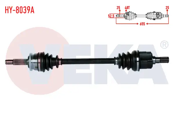 Veka Hy_ 8039a Komple Aks Ön Sol Hyundai İ20 Pb Pbt 1 2 M T ABS li 48 Dış Uzunluk 655mm 2008 2015