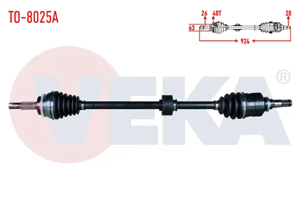 Veka To 8025a Komple Aks Sağ Ön Toyota Verso Zer_ Zze12_ R1_ 1 6 A T M T ABS li 48 Dış Uzunluk 924mm 2004 2009