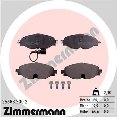 Zimmermann 25683 200 2 Fren Balatası Ön Volkswagen Golf 7 Audi A3 Leon Octavia 12