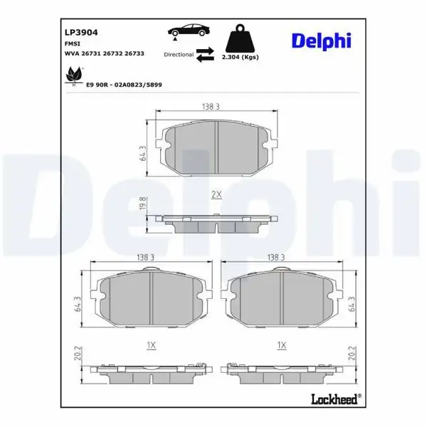 DELPHI LP3904 | Fren Balata Ön Hyundai Tucson-Kia Sportage 2020