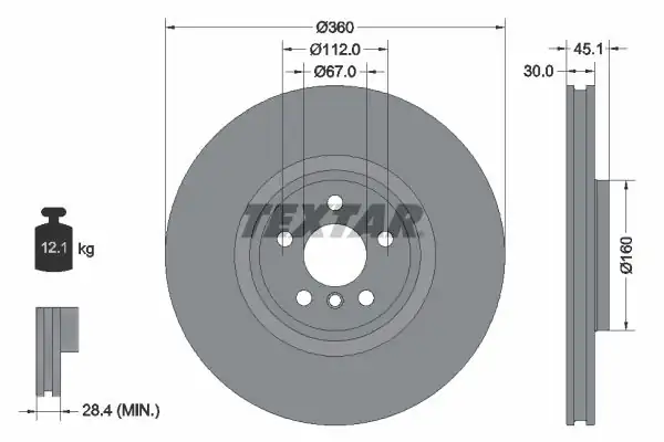 TEXTAR 92307303 | Fren Diski F 39 40 44 48 Mini F 54 56 60 Ön Sol