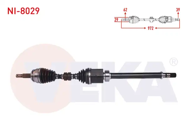 Veka Ni 8029 Komple Aks Sağ Ön Nissan Qashqai J11 1 6 dCi M T Uzunluk 972 mm 2014
