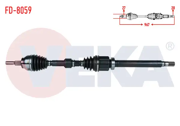 Veka Fd 8059 Komple Aks Sağ Ön Ford Focus 1 6 TDCI A T Uzunluk 967mm 2015