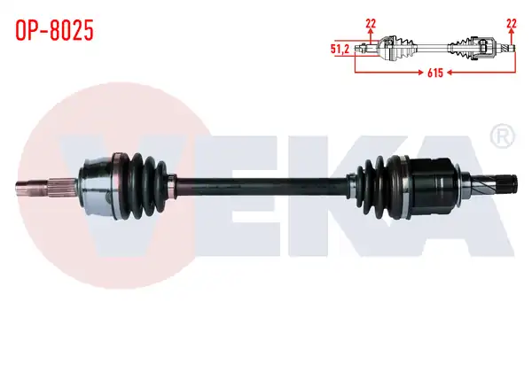 Veka Op 8025 Komple Aks Sol Ön Opel Corsa D 1 2 M T Uzunluk 615mm 2006 2014